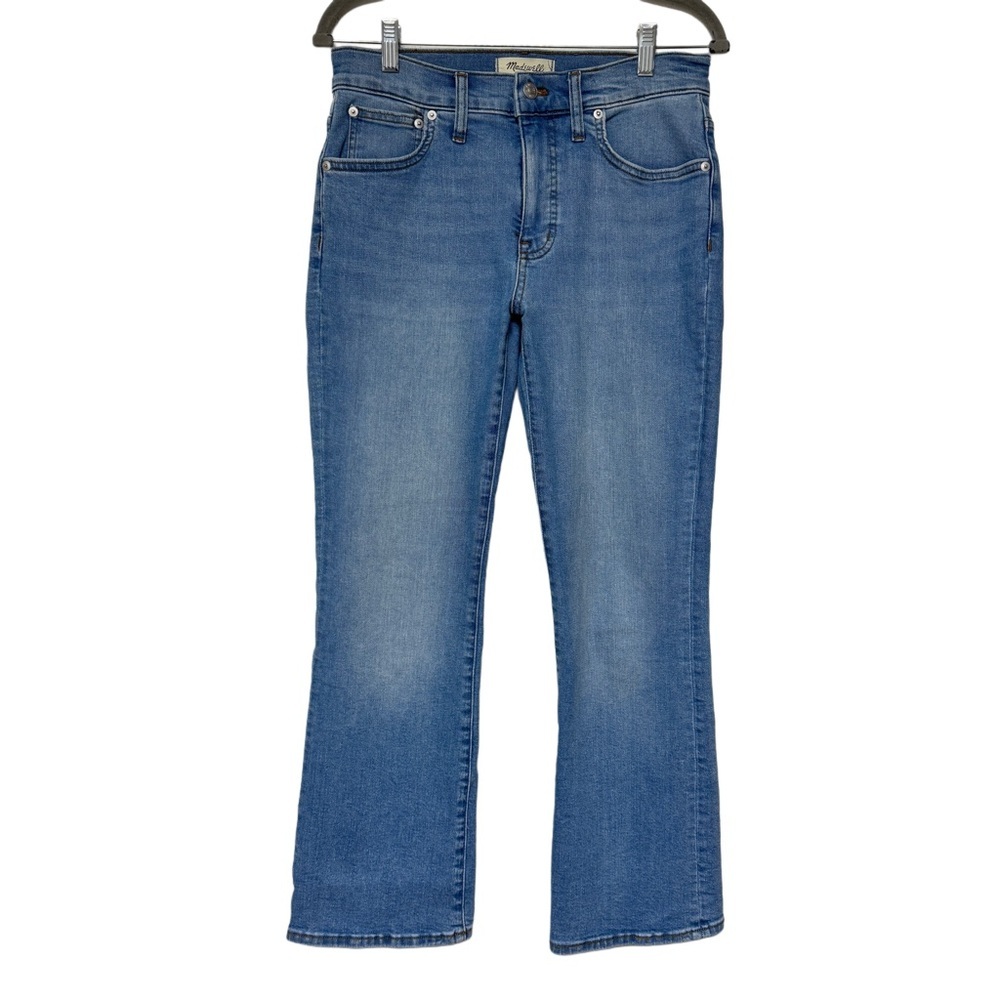 {Madewell} "Mid Rise Kick Out Jeans" Blue Bootcut Boot Cut Stretch Denim